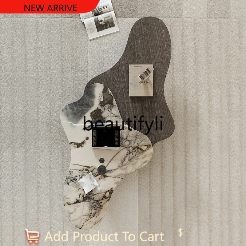 

Natural marble coffee table elephant white large apartment living room home light luxury modern simple combination coffee table