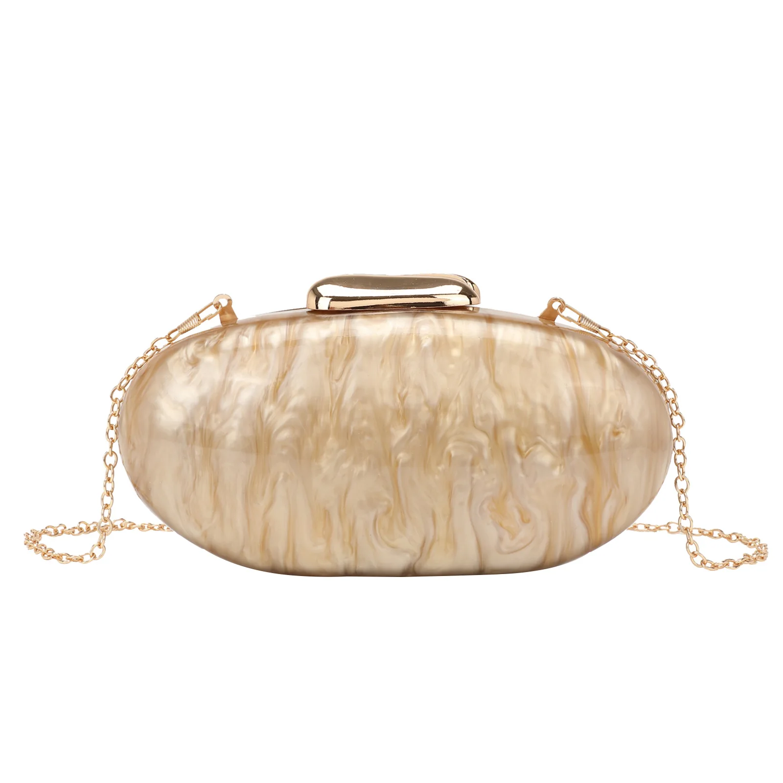 

New Fashionable Women's Evening Clutch Oval Shell Acrylic Chain Shoulder Bag for Ladies' Dinner Party
