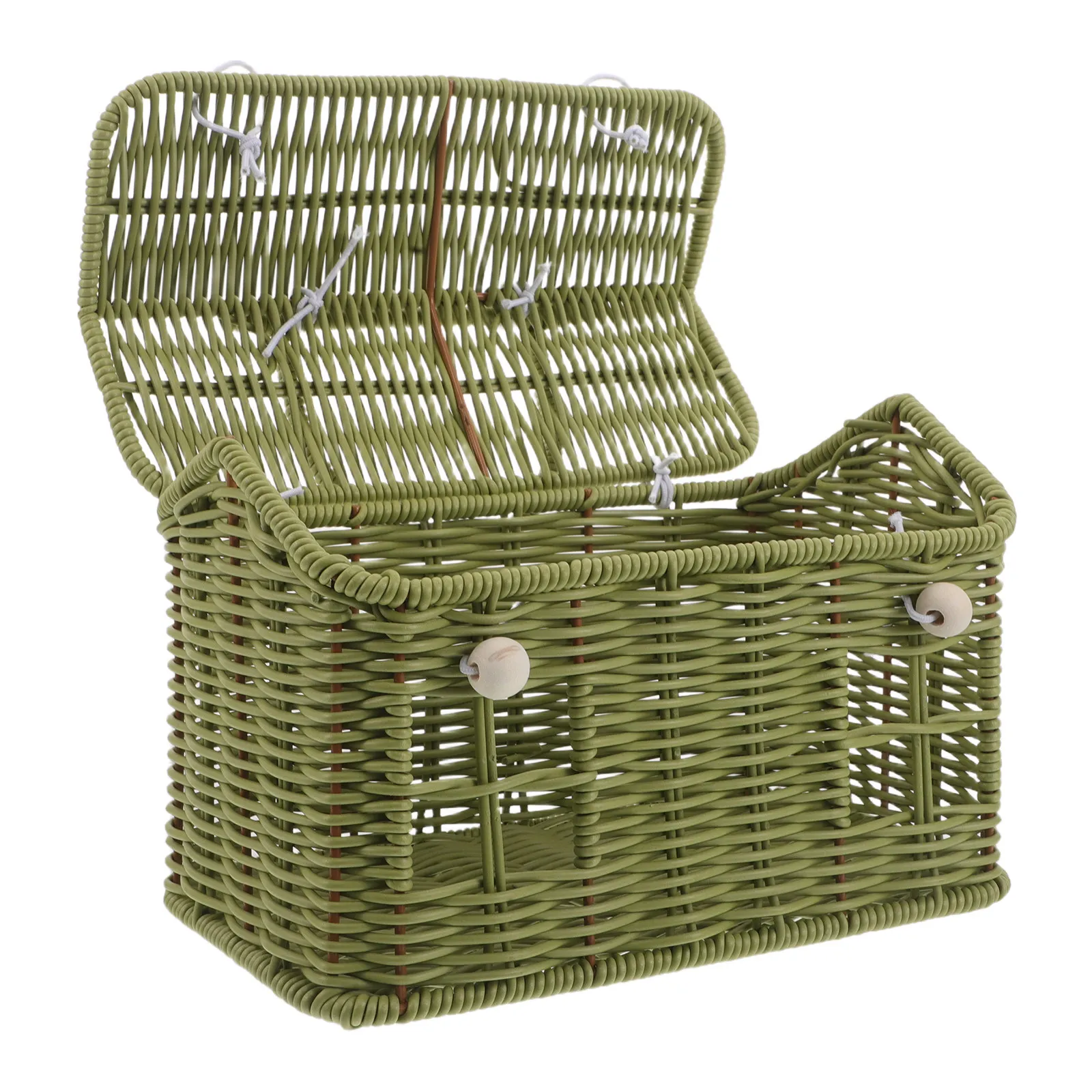 Imitation Rattan Picnic Basket Handwoven Retro Style Outdoor Garden Harvest Storage Bread Fruit Basket Tabletop Decorative