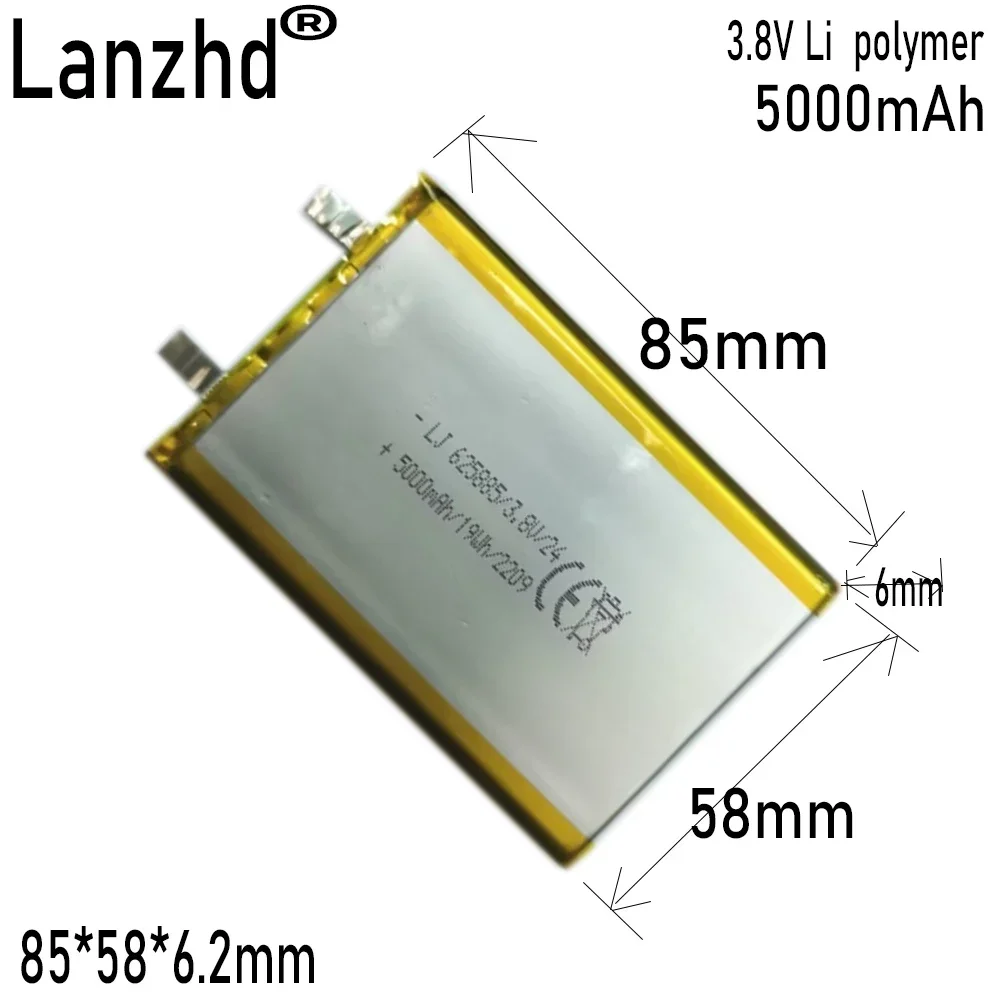 

625885 5000mAh 3.7V Lithium Polymer Rechargeable Battery For GPS PSP DVD PAD Toy Power Bank Mobile phone LED Light Li-ion Cell