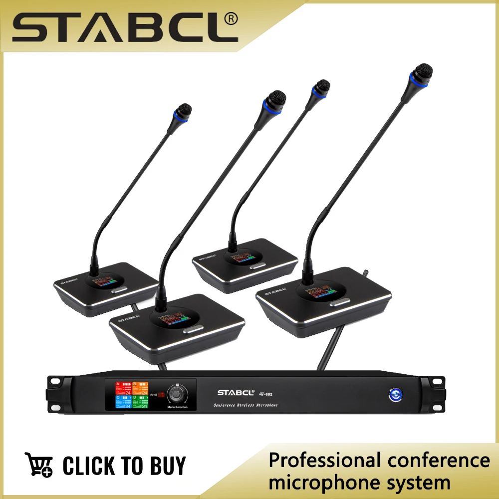 STABCL four Table Wireless Microphone System 4 Gooseneck Conference Anti-interference Meeting Room Set