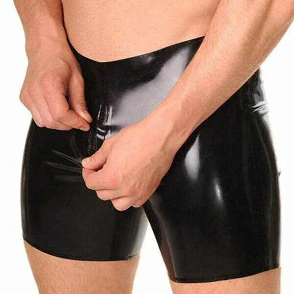 Fetish  Latex Rubber Schwarz Boxer Shorts knickers Pants Tight Schaltflächen 0.4mm S-XXL