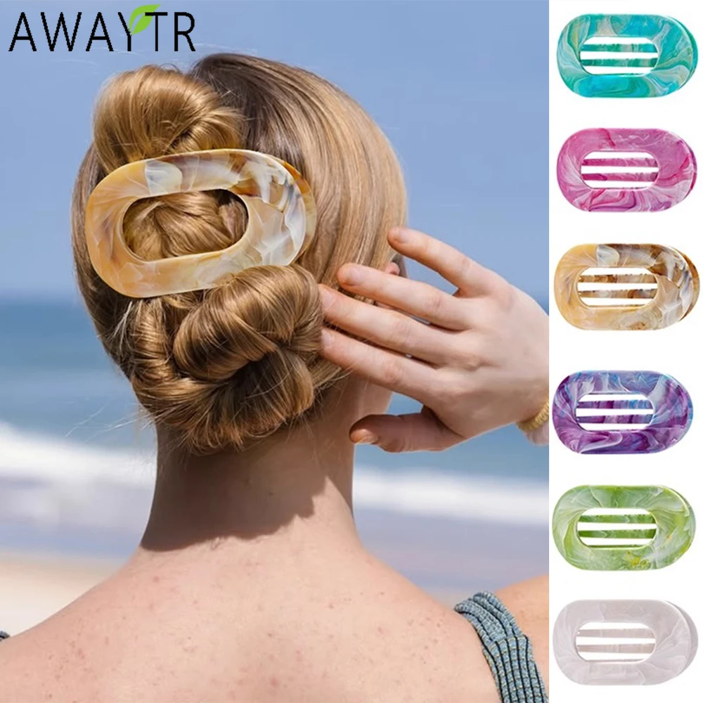 

AWAYTR Acrylic Marble Hair Claw Hairpin Fashion Plastic Hair Clips Clamp Girl Hair Accessories Festival Gift Valentine Headwear