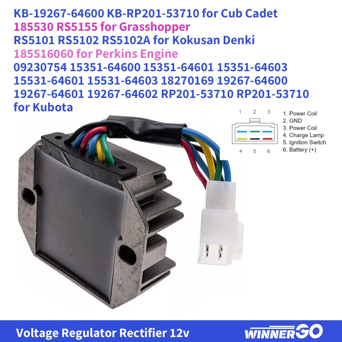 12V 15531-64603 Spannungsregler Gleichrichter für Kubota ZD18 ZD21 ZD25 K008 KH007 KH35 RTV500 Yanmar 186D 1983 YM122 YM126 YM140 – Detail 5