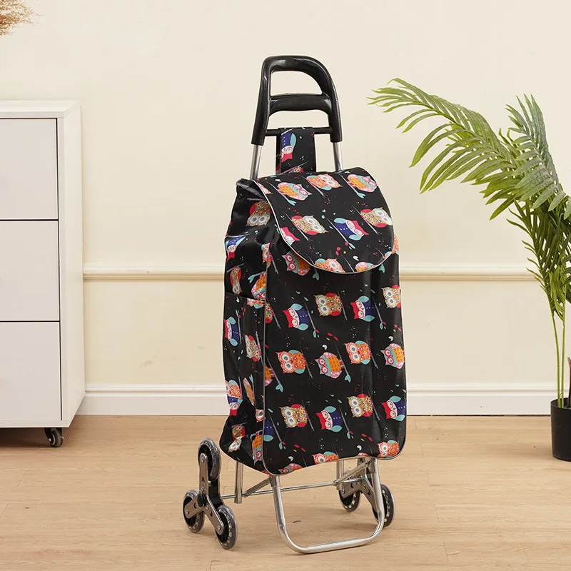 Carrinho de mão dobrável portátil estilo padrão, carrinho de mão para escalada, carrinho de compras para idosos, carrinho de compras, carrinho com estrutura de metal, carrinho de mão