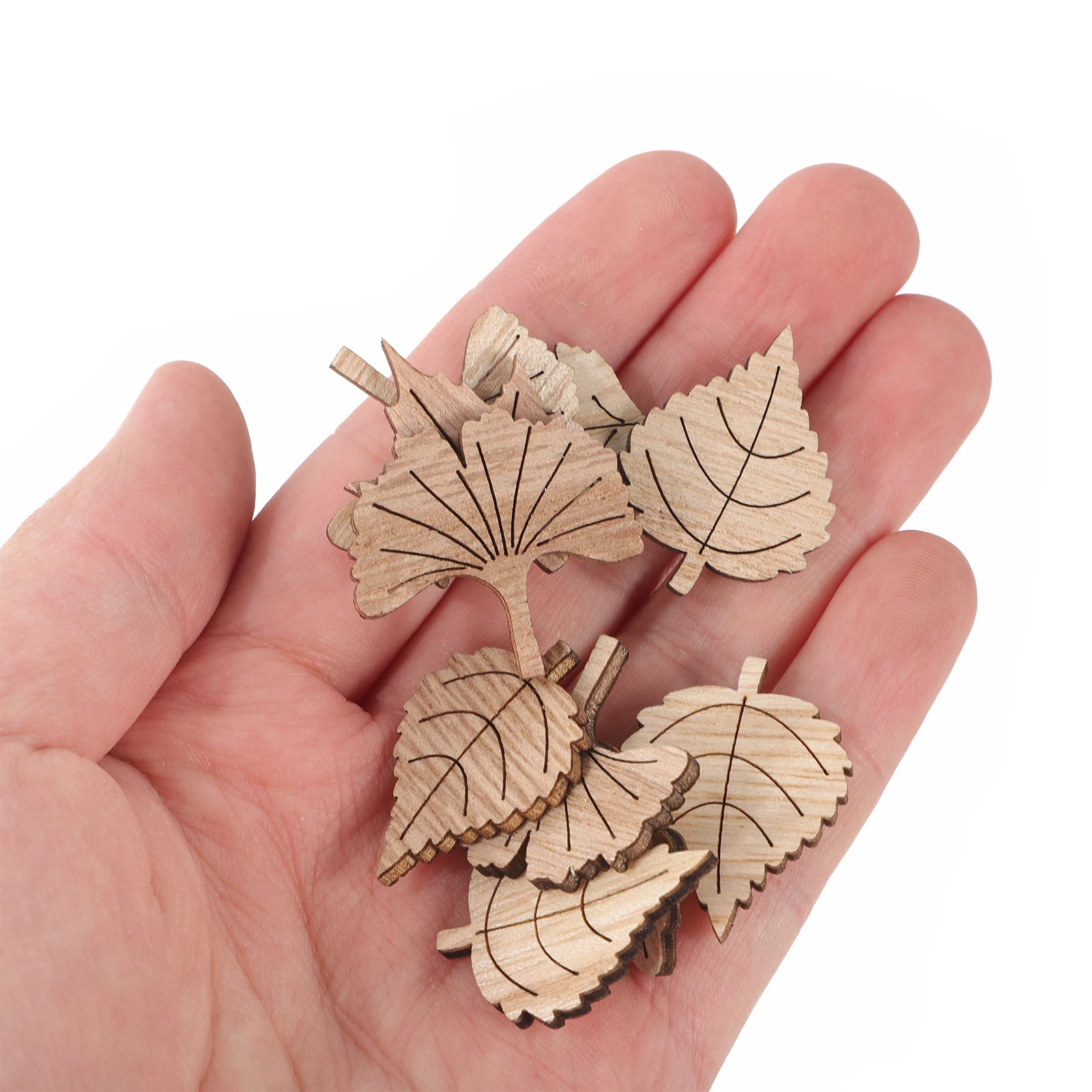 

50Pcs Decorative Wood Chips Maple Leaf Scrapbooking Supplies DIY Journaling Albums Vintage Craft Embellishments