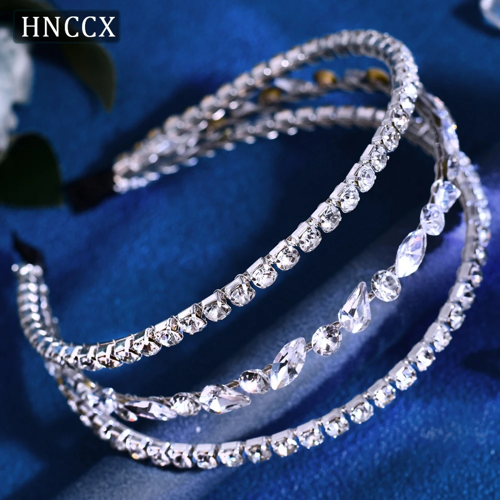 

HNCCX Wedding Bridal Rhinestone Hair Hoop Multilayer Sparking Headpiece Women Party Tiara Banquet Prom Hair Accessories CP864