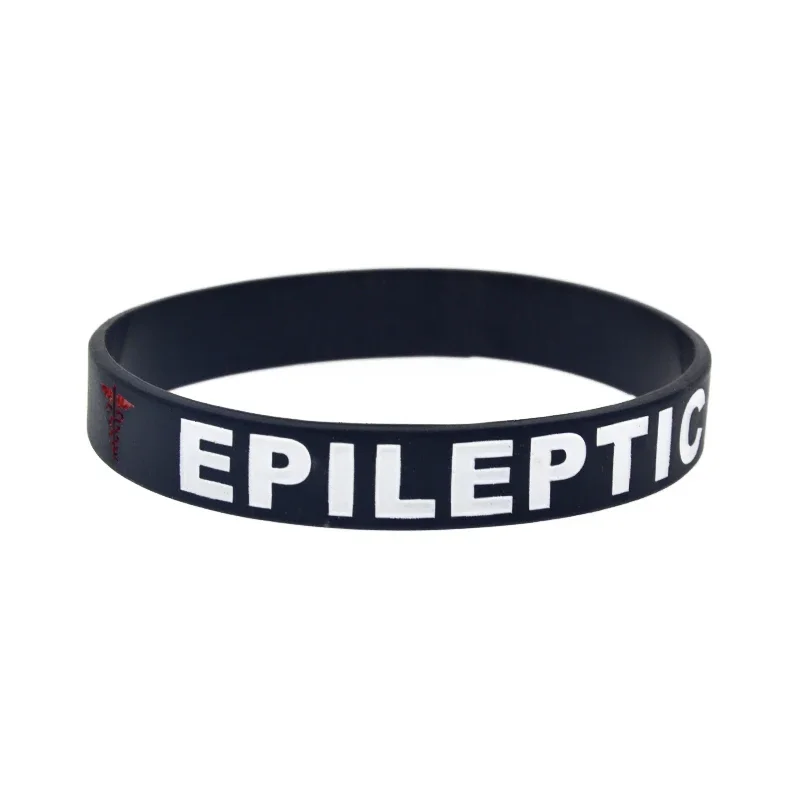 Epileptic Medical Alert ID Silicone Bracelets Patient Identification Wristbands Adult Size 3 Pcs