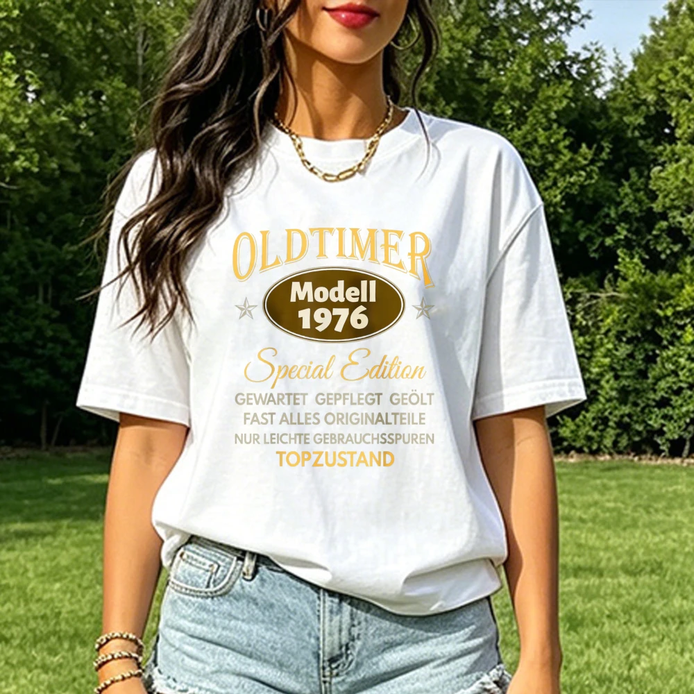 50th Birthday Gift Women Men 50 Years 1976 Decorative Funny Novelty Tee Adult Unisex Casual Soft Cotton Top Beach Vacation Tees