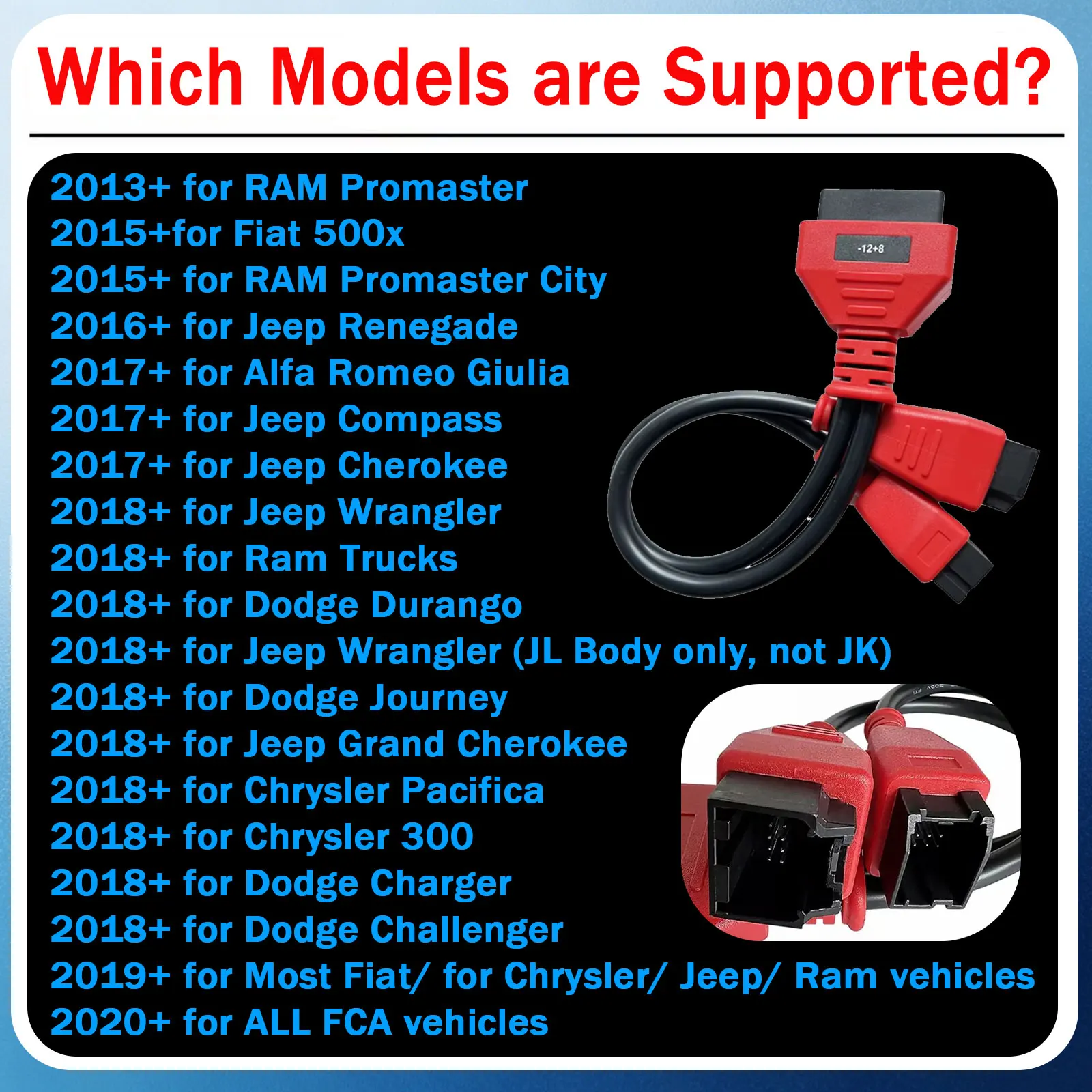 For Chrysler FCA 12+8 Adapter Connector Diagnostic Cable For Jeep/Dodge/Fiat Secure Gateway Module Work on MaxiSys/IM608 /X431V