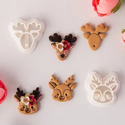 Christmas Cute Elk Polymer Earring Clay Mold Cutter Cartoon Sika Deer Earring Brooch Jewelry Pendant Cutting DIY Handmade Tools