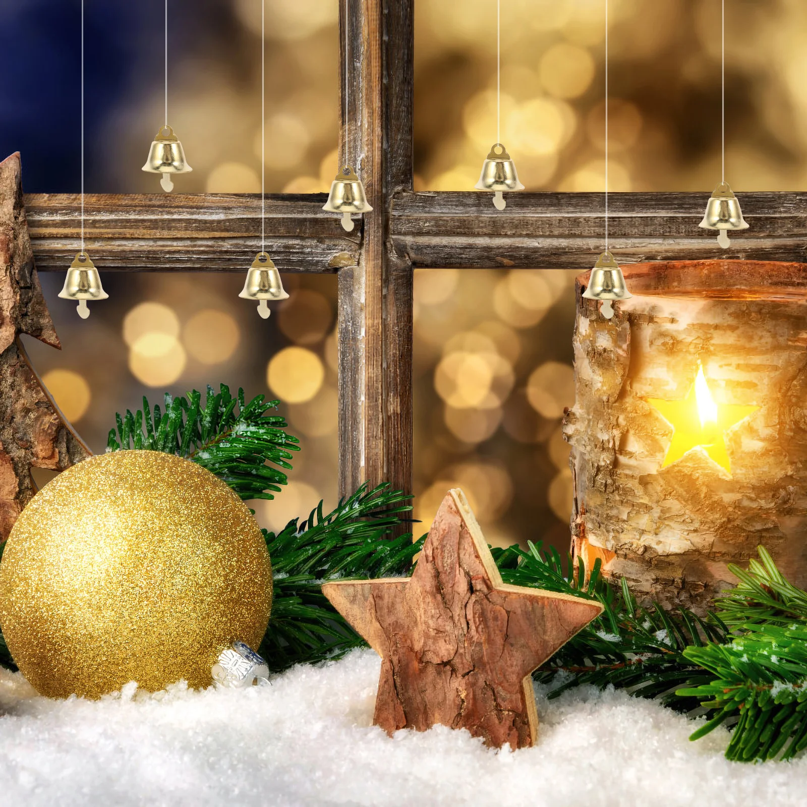 

120 Pcs Ornaments Christmas Outdoor Decorations Christbaumkugeln Gold Bells Charms Jewelry Making Pendant DIY Kit