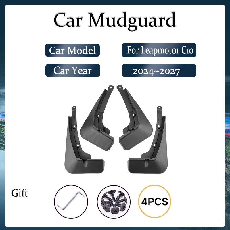 4pcs Car Mudguards For Leap Motor Leapmotor C10 2024 2025 2026 2027 Antifreeze Fender Splash Mud Guard Mudflaps Auto Accessories