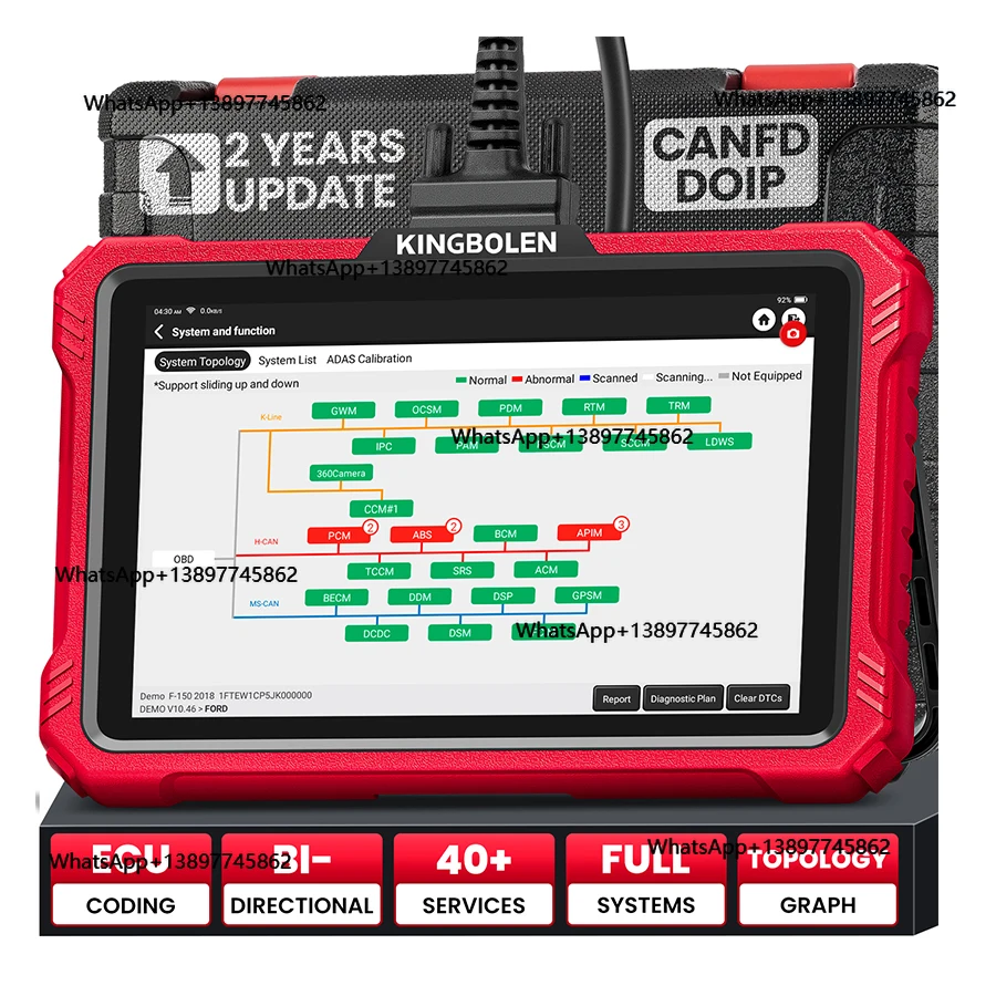 

Peiqi USA EU Warehouse Kingbolen K10 Elite Full System Car OBD2 Scanner Diagnostic Tool Topology Map With 40 Resets 2 Years Free