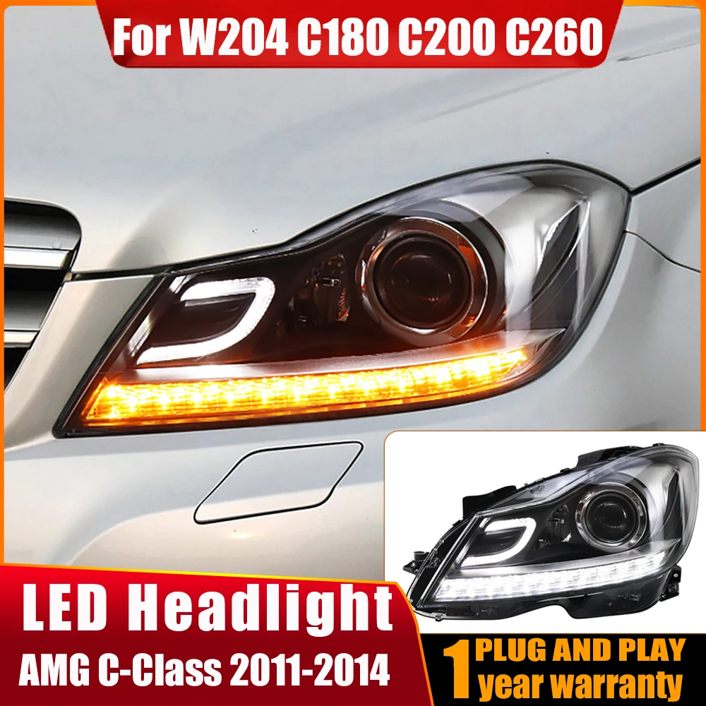 Car Styling Headlight For Benz C Class W204 2011-2014 LED C180 C200 C260 DRL Dynamic Turn Signal Front Lights Xenon Projector