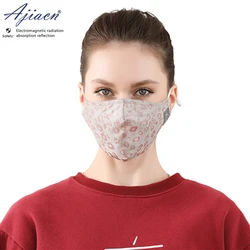 Genuine Electromagnetic radiation protective 50% silver fiber fabric mask EMF shielding pure cotton lining mask