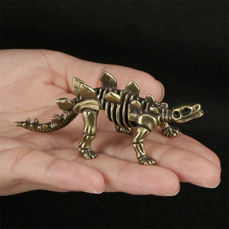 Solid Brass Jurassic Era Stegosaur Skeleton Statue Small Ornament Vintage Figurines Desk Decors Accessories Home Decor Crafts-image