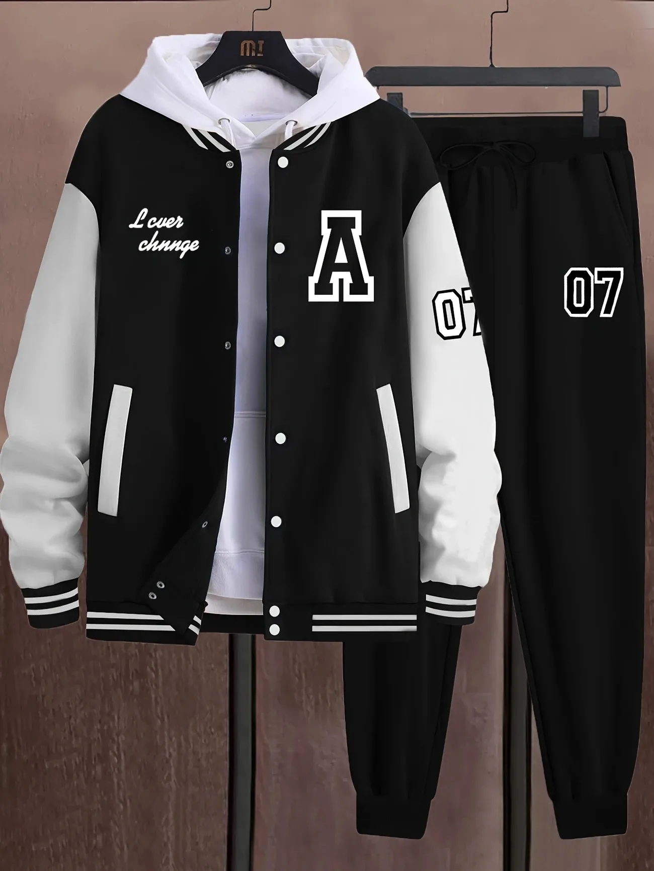 Conjunto de traje de béisbol deportivo informal de moda A07 de 2 piezas para hombre - estampado A07 sin interior ni sombrero incluido