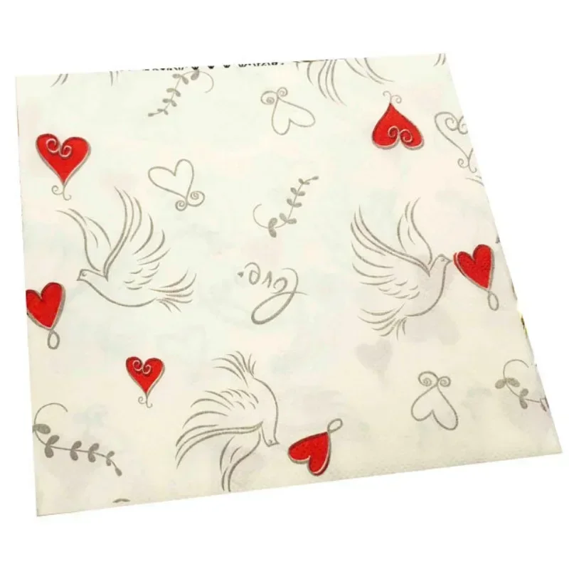 Colourful Printed Napkin Wedding Creative Paper Napkin Wedding Heart Shaped Facial Tissue Table Setting Paper Placemat 20pcs/pac