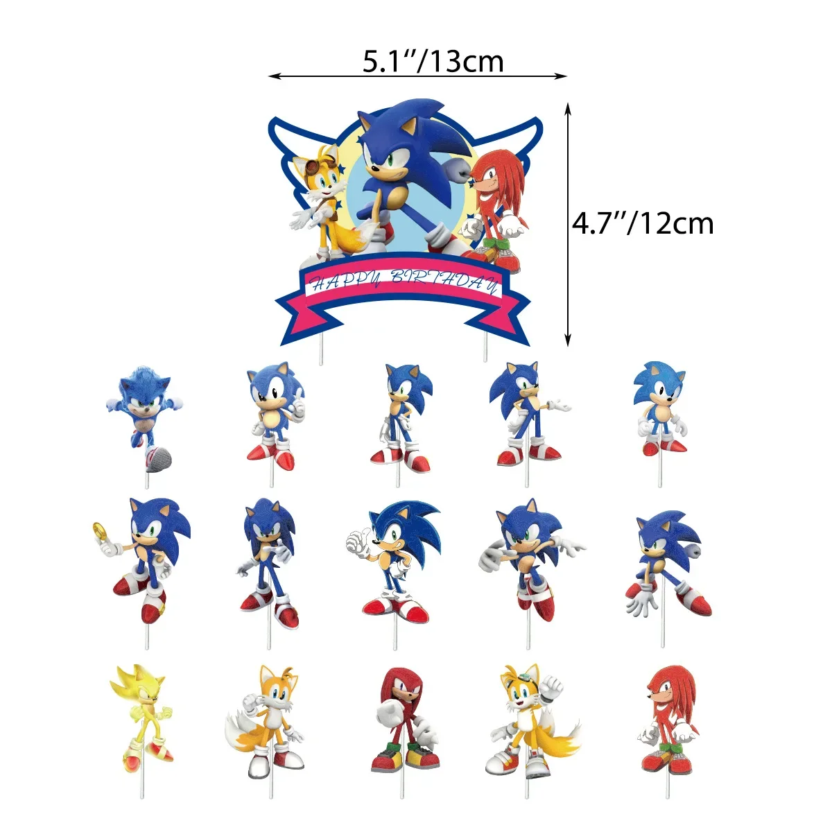 Game Sonic Kid family Birthday Party Supply Disposable Banner Cake Topper Hanging Flag Balloons Sonic Set Birthday Decorations