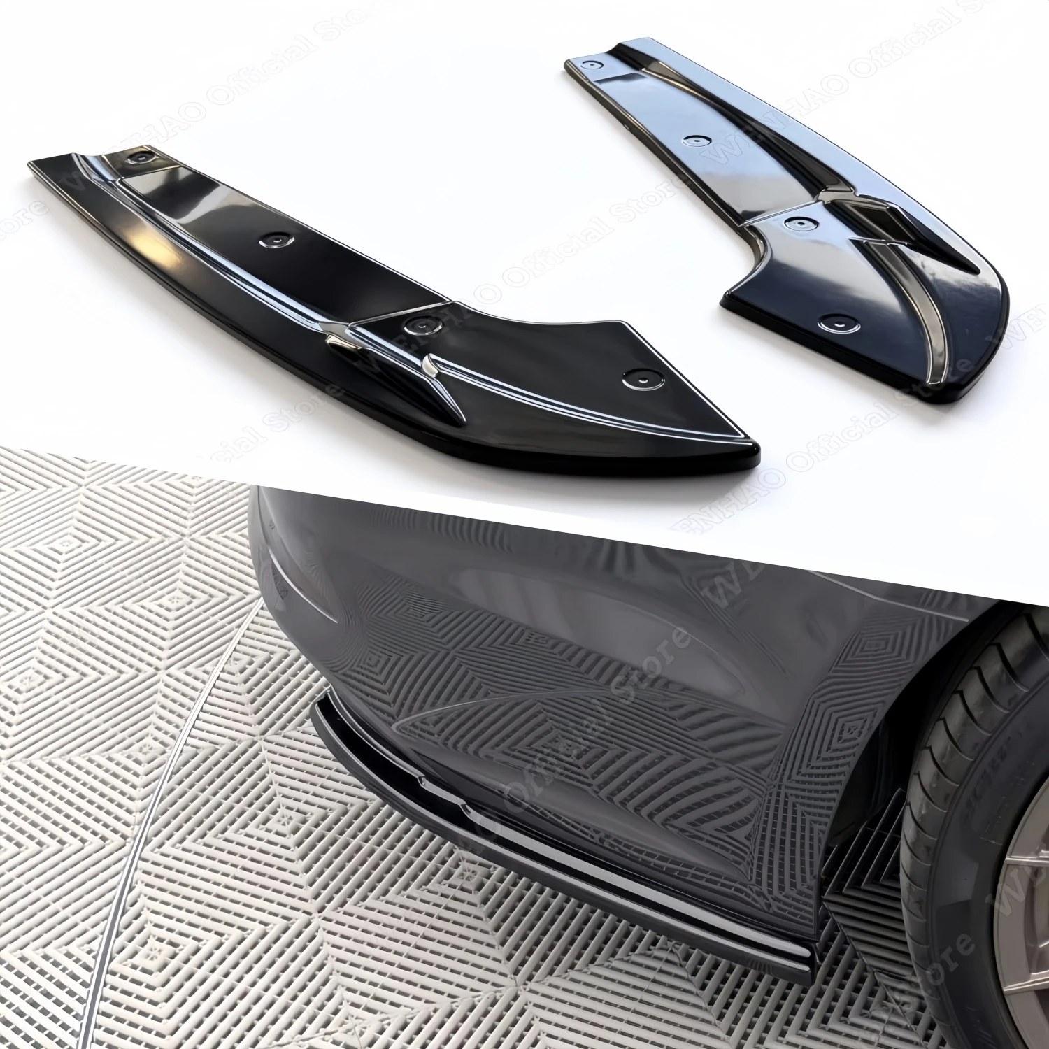 2Pcs ABS Gloss Black Car Rear Side Splitter For Audi A5 F5 Sportback 2016-2024 Bumper Lip Valance Under Guard Body Kits Tuning