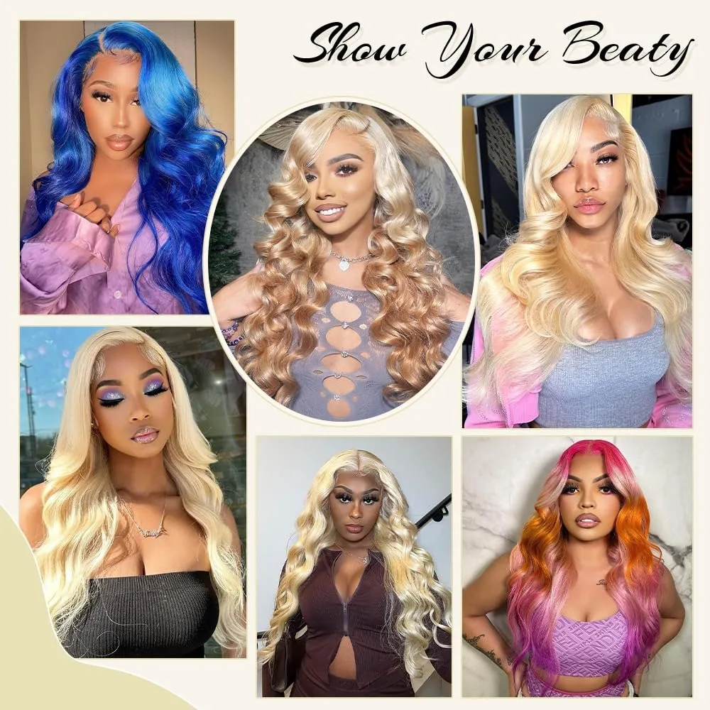 613 HD الدانتيل الباروكة الأمامية 200% الكثافة 13x4 شقراء الجسم موجة الدانتيل الجبهة الباروكات شعر الإنسان قبل قطعها غلويليس الباروكات للنساء