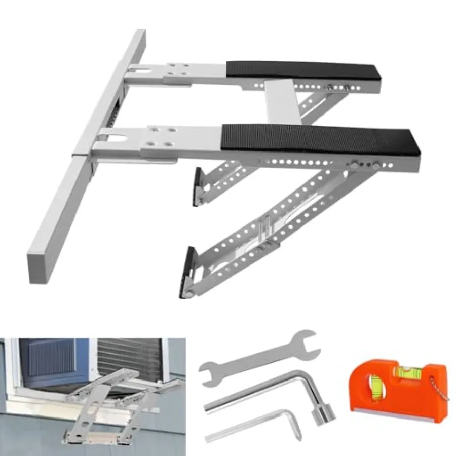 

No Drilling Air Conditioner Bracket Adjustable Universal Window AC Support Bracket for Single/Double Hung Windows Heavy Duty St