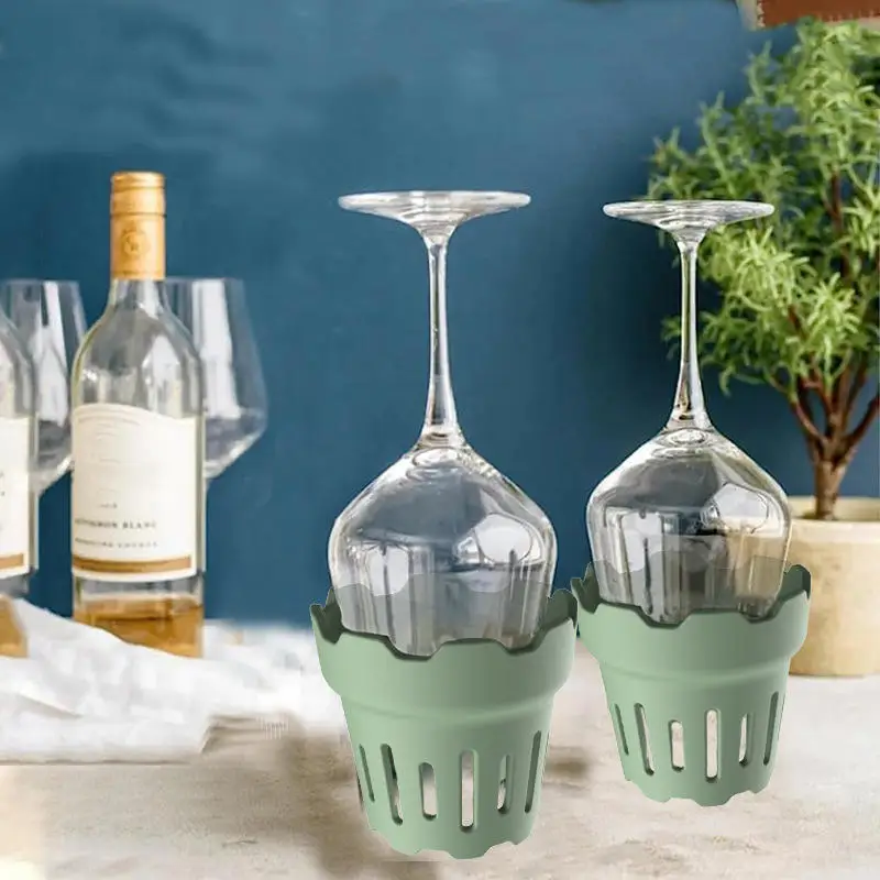 رف تجفيف زجاجات المياه، رف مجفف الأكواب، رف منظم الأكواب سريع الجفاف، سميك من السيليكون مناسب لكؤوس النبيذ وأكواب المياه #6