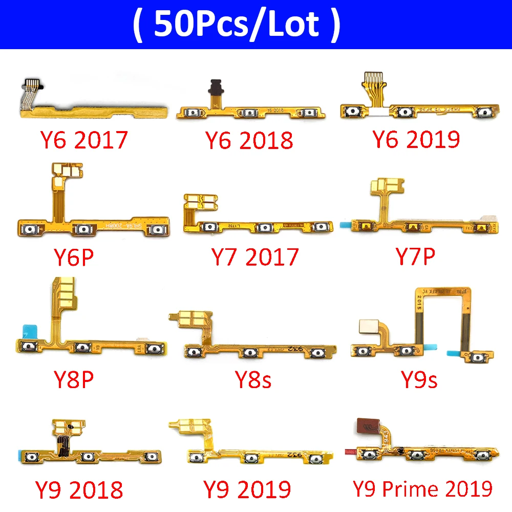 

50Pcs/Lot, Volume Button Power Switch On Off Button Flex Cable For Huawei Y5 Y6 Y7 Y9 Prime 2017 2018 2019 Y6P Y7P Y8S Y8P Y9S