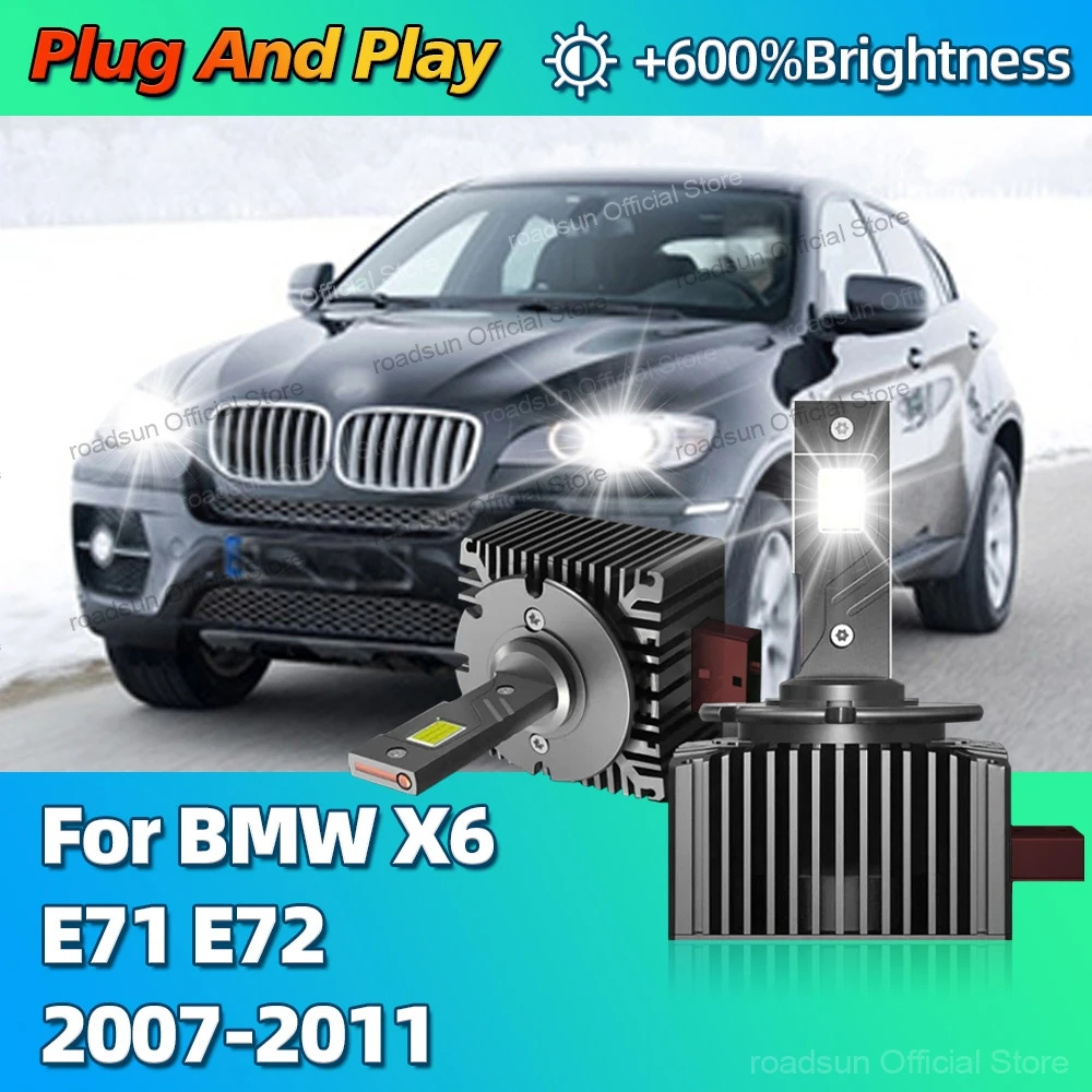 LED Headlights HID D1S Turbo Car Light Bulbs 30000LM Two-sided CSP Chip For BMW X6 E71 E72 2007 2008 2009 2010 2011