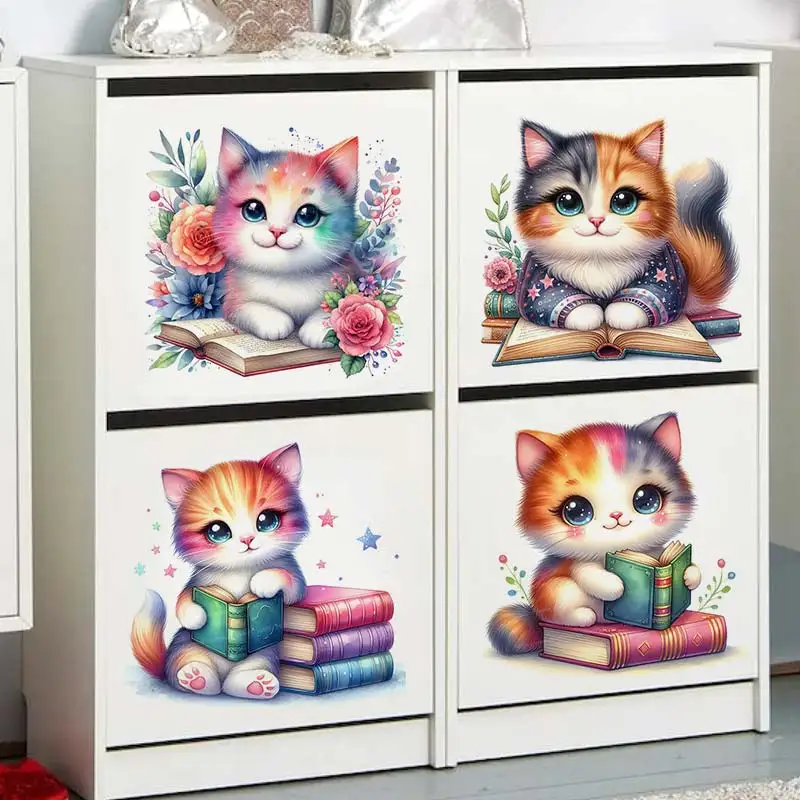 

Cute Cat Animal Wall Sticker Kids Room Bedroom Home Decoration Wallpaper Background Decor Self Adhesive Decals S313