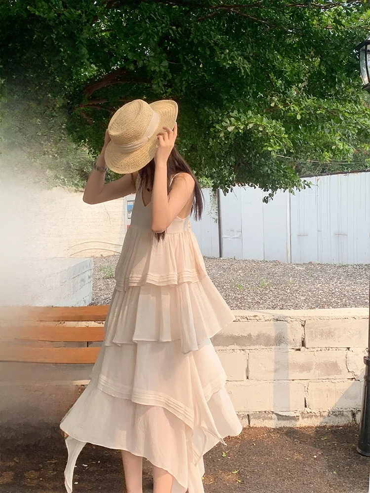 

White Lace Trim Halter Vest And Skirt Set Women's Fashion Summer Outfit by Yang Pao Pao round Neck Two-Piece Ensemble