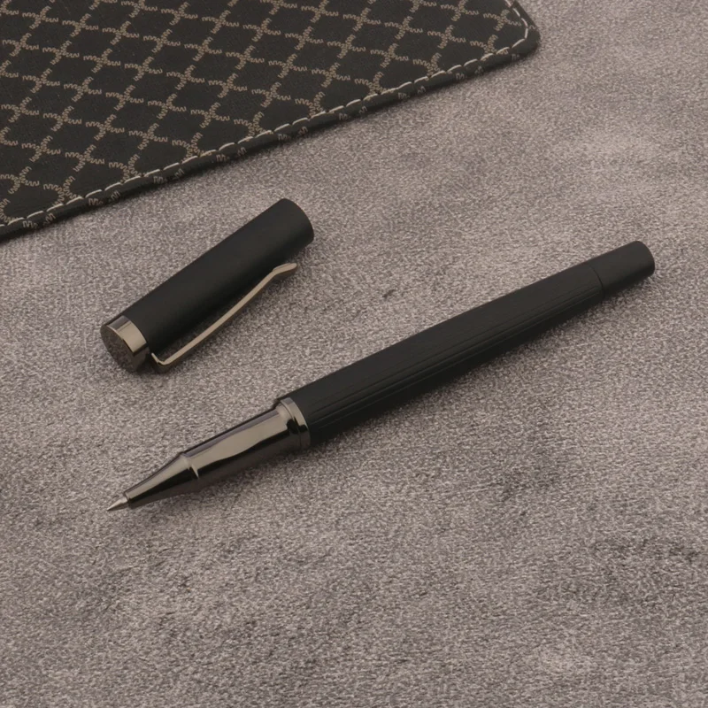 1Pc matte black Ballpoint Pen Metal Gun Grey Roman Column School Office Supplies Stationery Ink Gel Pen