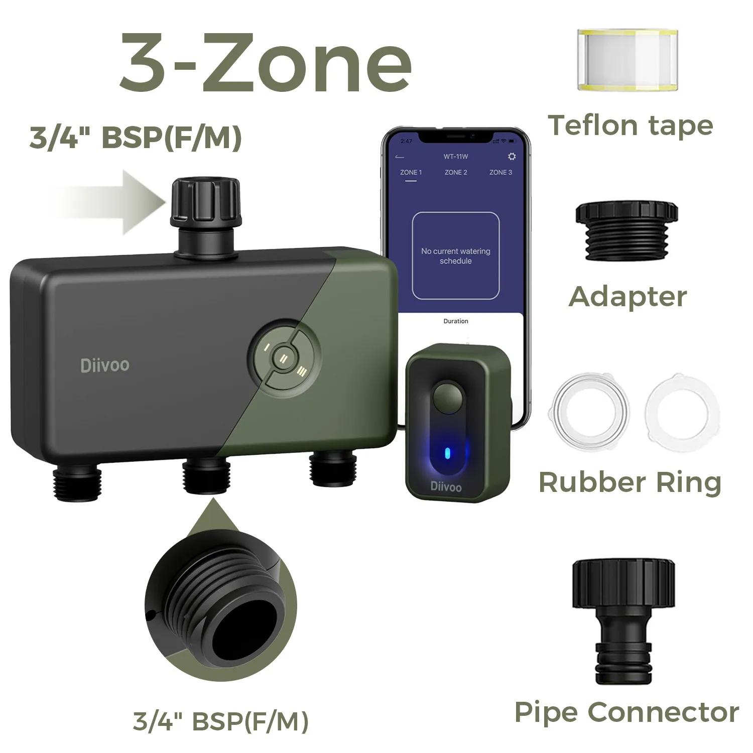 Diivoo Tuin WiFi Water Timer 3/4 Zones Automatische Irrigatie Timer Besproeiingssystemen Controller met Regenvertraging Handmatige Besproeiing