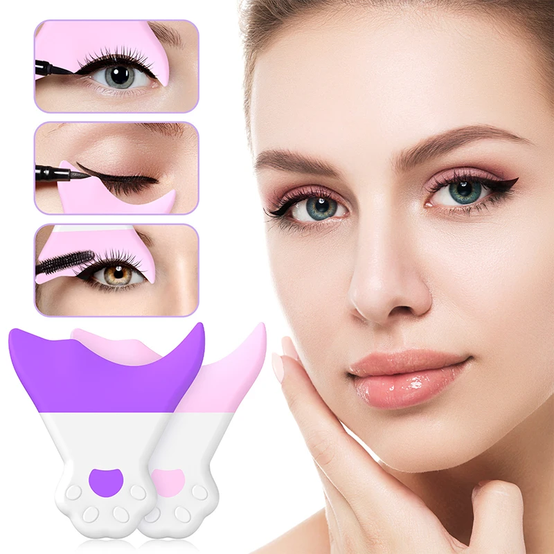 Multifunctionele Eyeliner Stencil Wing Tips Siliconen Eyeliner Wenkbrauw Tekenen Wimpers Dragen Hulp Herbruikbare Make-Up Tools