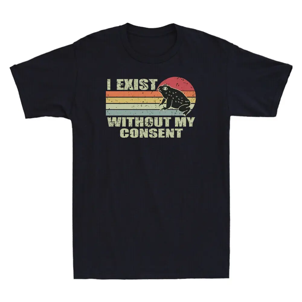 I Exist Without My Consent Funny Frog Meme Retro Sunset Vintage Men's T-Shirt