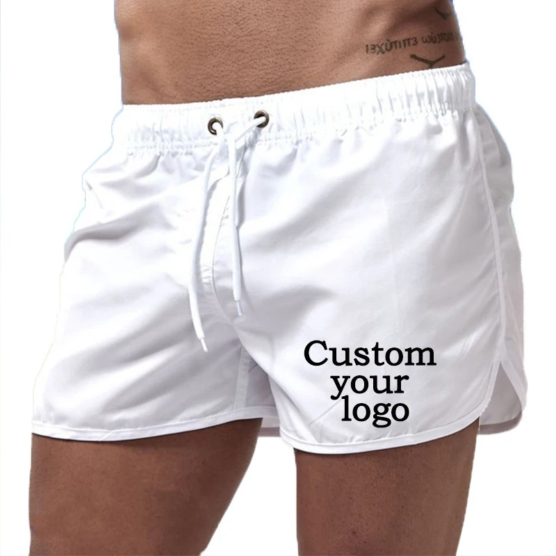 Shorts de natação secagem rápida para homens, estampa DIY, moda banho, maiô, troncos de banho, roupas de praia, boxer surf, personalizar seu logotipo