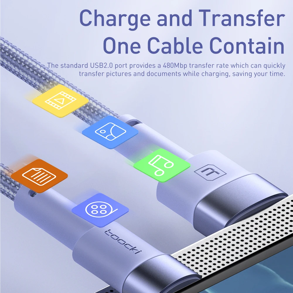 Toocki USB Type C Cable 3A USB C Fast Charging Cord  For Samsung S23 S22 Ultra Huawei Xiaomi Mobile Type C Charger Data Cables