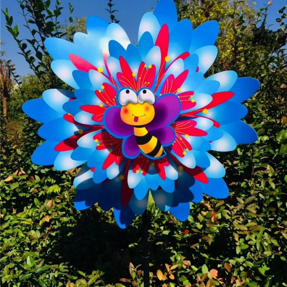 Molino de viento de pétalos de dibujos animados multiestilos, hojas de arce, libélulas, abejas, Spinner de viento giratorio de PVC, diámetro colorido 38cm