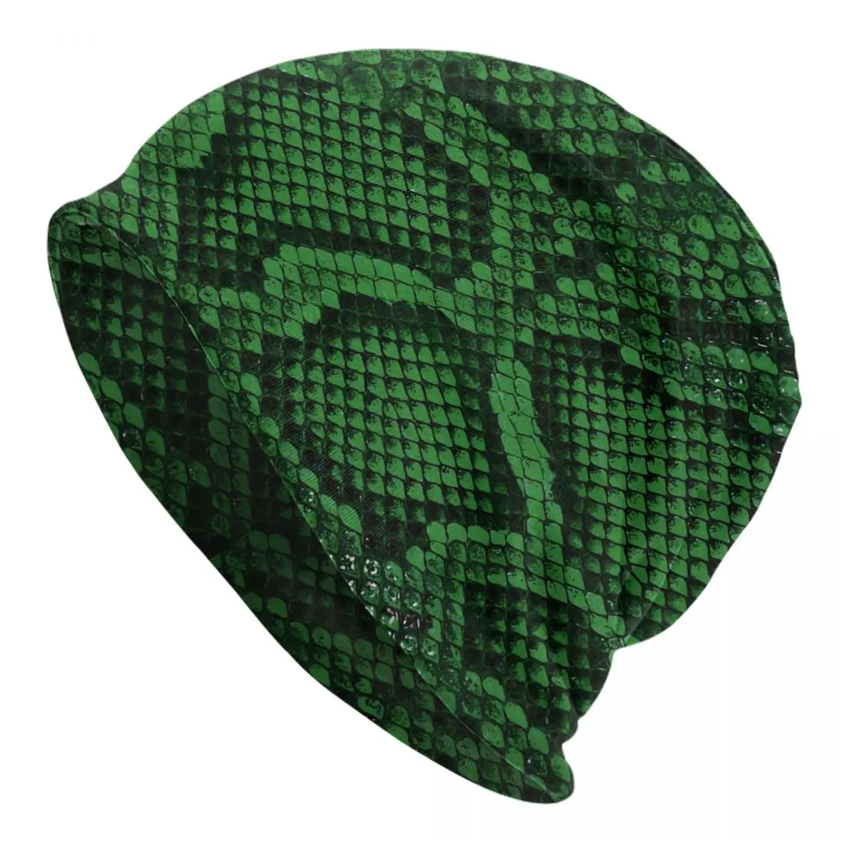 Dark Green Snakeskin Beanie Hats Funny Animal Skullies Beanies Outdoor Warm Men Women Unisex Caps Autumn Funny Bonnet Hats