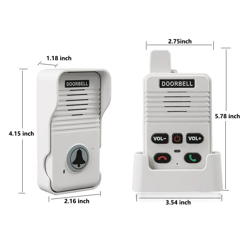 Wireless Doorbell Audio 200 Meters Range Home Apartment Intercom Factory Office Intercom System with Rechargeable Battery