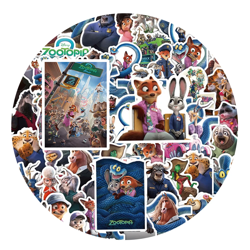 10/30/50 قطعة ديزني لطيف أنيمي Zootopia 2 ملصقات الكرتون الكتابة على الجدران الشارات DIY بها بنفسك دراجة نارية الأمتعة الغيتار سيارة البلاستيكية ملصق للهدايا