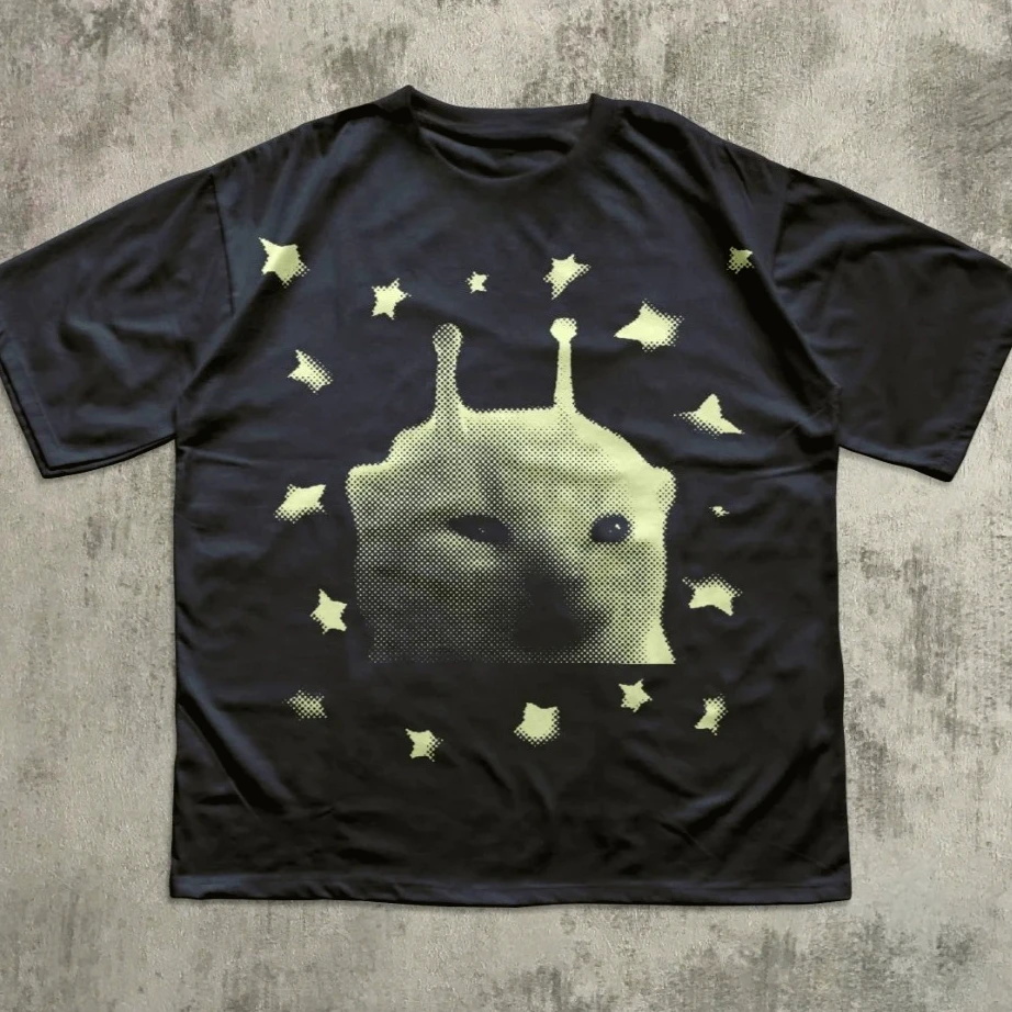 Y2k Alien Cat Meme T-shirt Funny Kitten Shirt Vintage Graphic Tee Weird Cats Tshirt 90s Retro Clothes Animal Lover Gift Casual