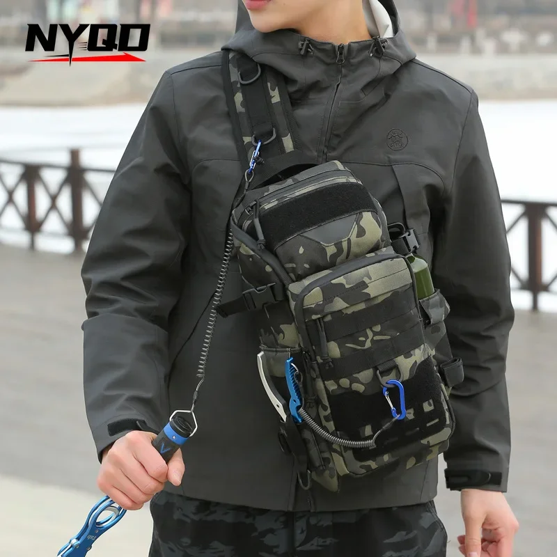 Tactical Fishing Lure Chest Bag Men Crossbody Shoulder Bag Outdoor Travel Motorbike Riding Tackle Camo Tactical Backpack