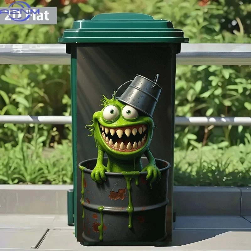 2D Flat Printing 1pc Trash Can Sticker, 