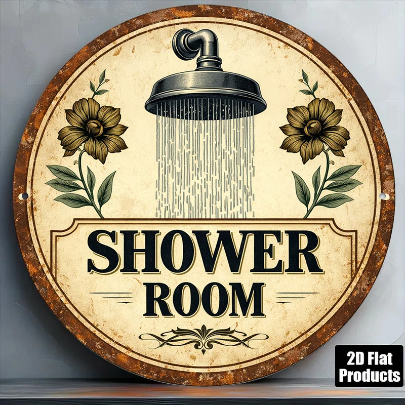 2D Flat, 1pc 8x8 Inch / 20x20cm 2D Flat Round Sign, Vintage 