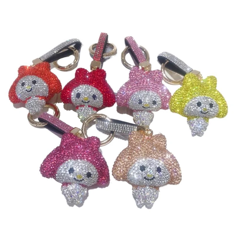 

Crystal-Studded Keychain Little Girl Shaped Dazzling Crystal-studded Bag Pendant Kid Fashion Accessaries Bling-bling Mosaic Gift