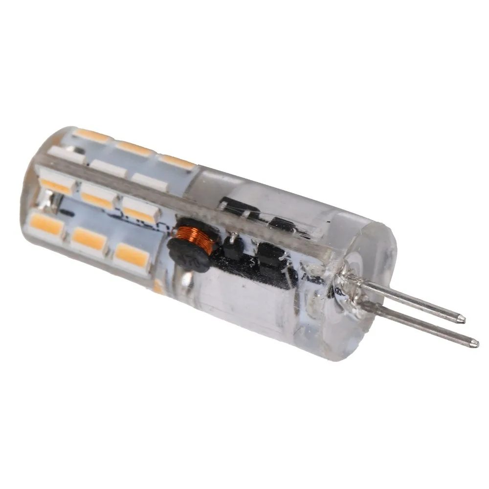 2pcs Silicone G4 LED Bulb AC DC Compatible No Flicker LED Corn Light Crystal Chandelier Light 3014 SMD LED Warm White Light