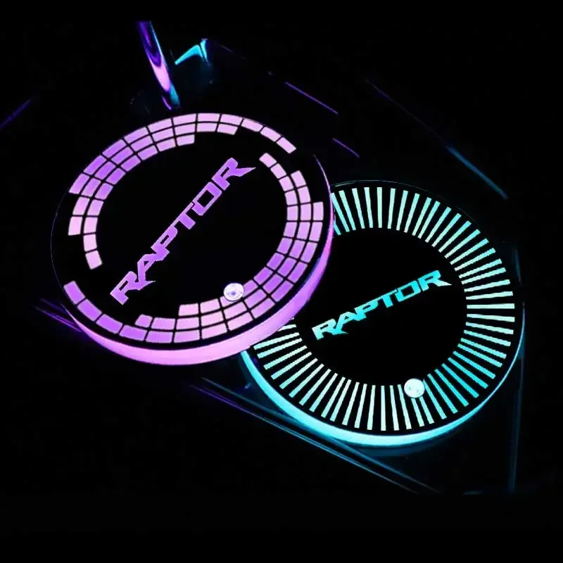 7 Colors Luminous Car Coaster Light LED Car Cup Slot Mat for Ford Raptor Fiesta Focus F150 Kuga Ranger Escort