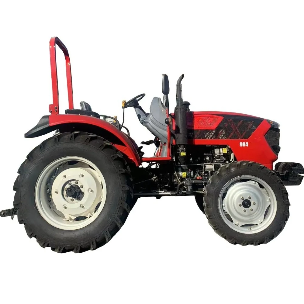 Trator agrícola multifuncional para serviço pesado, 90hp, 4x4, com colheitadeira de arroz, adequado para depósito de campo seco de arroz
